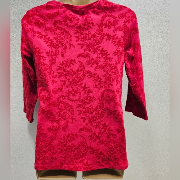 Coldwater creek Red Top With velvet  Flocking size XS  NWTS - Picture 3 of 3